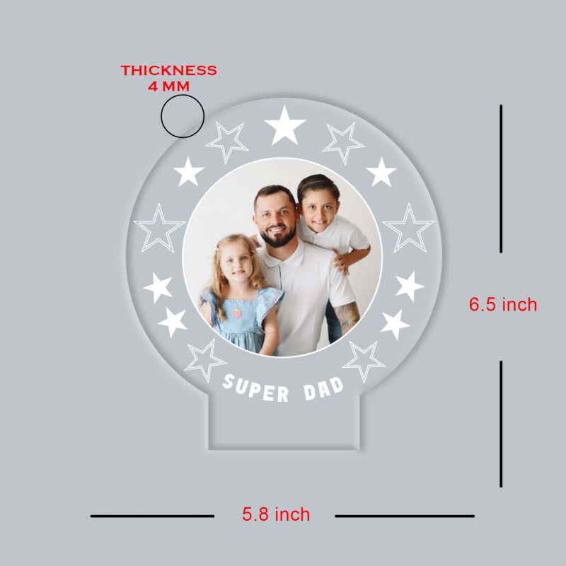 Personalized Super Dad UV Print Photo Multicolor LED Lamp Fathers Day Gift Light